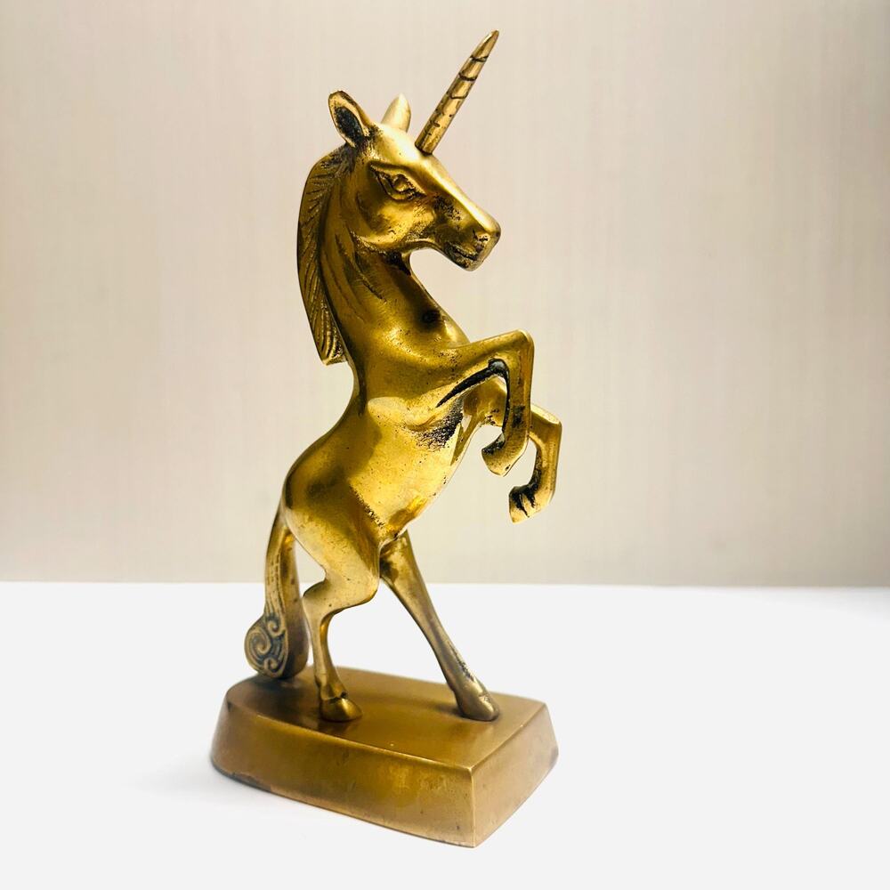 Vintage Brass Unicorn Figurine Sculpture